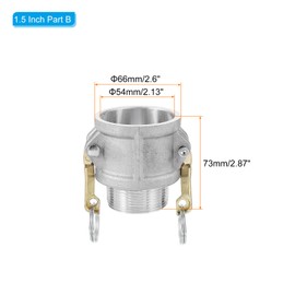 PATIKIL 2 Pack 1.5" Aluminum Cam Lock Fittings - Male Adapter x Female NPT Thread, Quick Disconnect Coupling Cam Lock Hose Fitting, Corrosion Resistant (Part B Cam Groove Type)