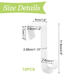 UFURMATE Over The Door Hooks, 10 Pcs Plastic Over The Door Hooks Hangers Durable Cabinet Door Hooks Organizer Over The Cupboard Drawer Hooks for Bathroom, Bedroom, Kitchen (White)