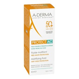 Fluido Matificante Facial A-derma Protec Ac Spf 50 40ml                                                                                               