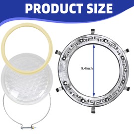 Pool Light Ring Replacement Set of 4, Pool Light Gasket, Stainless Steel Face Ring Assembly Single, Tension Wire Clamp Assembly with Screws and Nuts, Unbreakable Plastic Lens