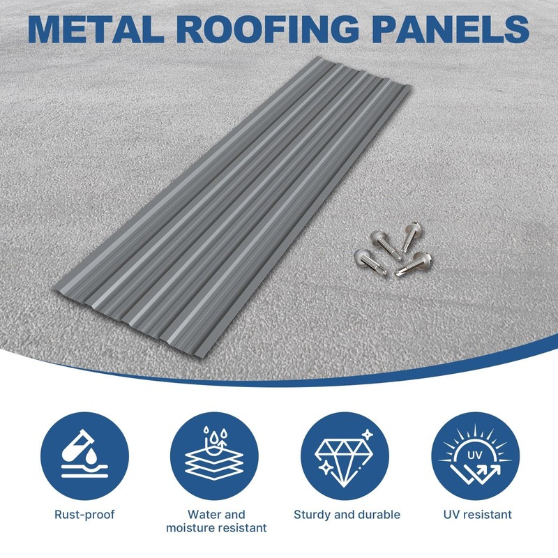 Noliven 10 Pack Corrugated Metal Roofing Panels, 6.1 ft
