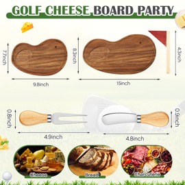 Ziliny Golf Cheese Board Gift Set Party Favor Prizes Charcuterie Wood Board with Knives and Box Father Day Gift for Dad Grandpa Party Tournament Game(Acacia Wood,Golf)