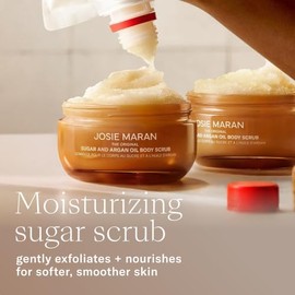 Josie Maran Topless Aceite de argán mandarina + bálsamo de azúcar exfoliante corporal, 6 onzas en peso