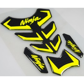 REVSOSTAR 5D Real Carbon Fiber, Motorcycle Decal Vinyl Tank Protector, Tank Pad for Ninja 650 ZX636 ZX600 ZX-10R ZX14 ZX1400 ZX14R ABS 1000 ZX100 (Yellow)