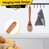 Wooden Pasta Spoon with Teeth Spaghetti Fork Tongs 12.5 Inch