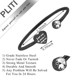 PLITI Bookworm Gift Just One More Chapter Open Cuff Bangle Book Lover Reader Librarian Teacher Jewelry Gift (Chapter Br black)