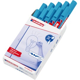 edding 385 Flipchart Effect Markers - Light Blue - Pack of 10 - Flexible Brush Tip 1-5 mm - Marker for Highlighting, Shading and Marking on Flipchart Paper - Does Not Bleed Out - Does Not Dry Out