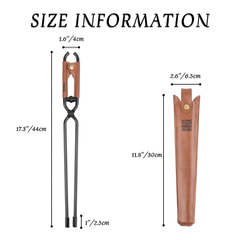 OMUKY Fireplace Tongs Log Claw Tongs with Faux Leather Handle