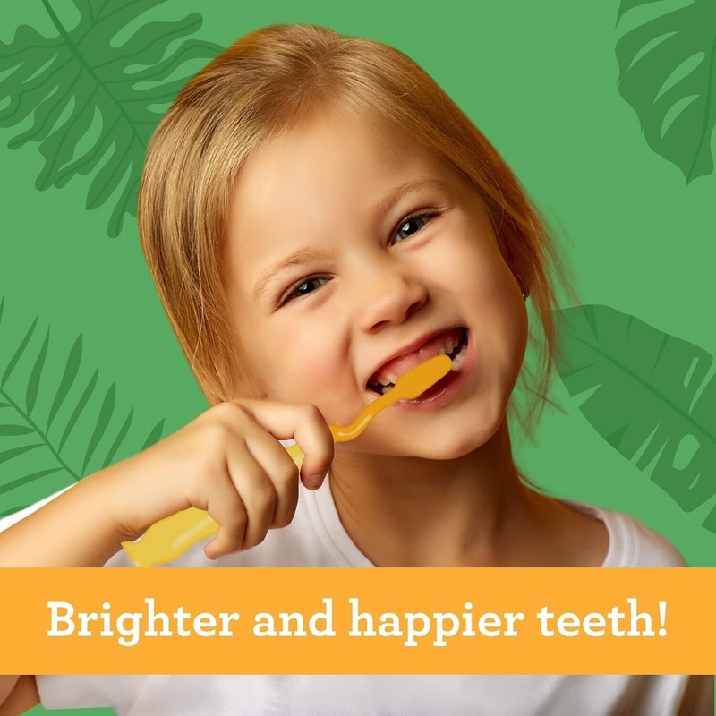 GuruNanda Kids Toothbrush Set - 4 Fun Animal Designs -