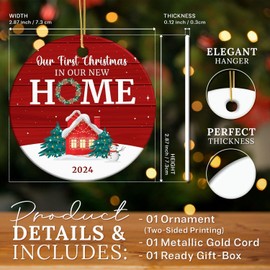 Our First Christmas in New Home 2024 - House Warming Gifts New Home, Housewarming Gifts for New House Couple, Women, Men - New Home Gift Ideas, New Homeowner Gift - New House Christmas Ornament