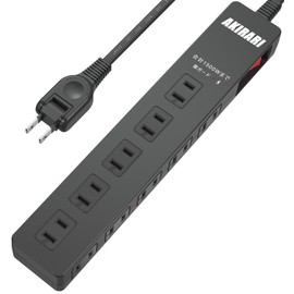 FUMITAKE Power Strip, 10 Outlets, Extension Cord, 3.3 ft (1 m), 1500W, Power Strip, Lightning Guard, 2 Outlets, Stylish, White, Black, Power Saving, Disaster Prevention, Tracking, Power Cord, Dust