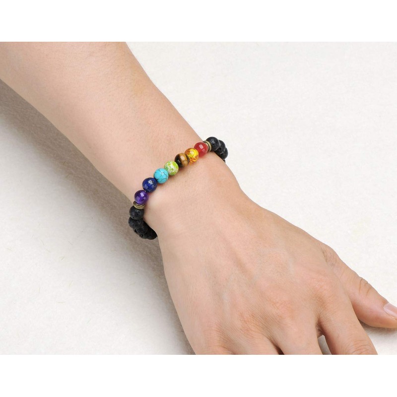 Achat Perlen 7 Chakras Energie Stein Armband Yoga Healing Balance