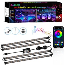 DUOFU365 Car Led Strip Lights, RGB Truck Interior Lights with App Control, Under Dash Footwell Automotive Led Light Strip, Car Ambient Lighting (1set)
