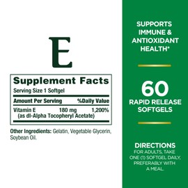 Nature's Bounty Vitamin E Pills and Supplement Softgels, Supports Antioxidant Health, 400iu, 120 Count