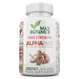 ALPHAMAXÂ® Active Hexose Correlated Compound - High Strength Formula - 600mg - Made from Shiitake Mushrooms - No Additives - UK Made - GMP Standards (120 Capsule Bottle)
