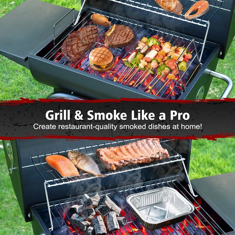 SUNLIFER Barrel Barbecue Charcoal Grill: Premium Spacious Outdoor BBQ Grill
