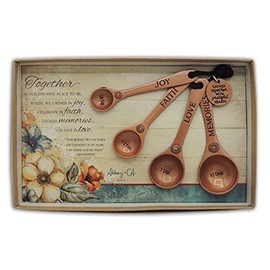 Cathedral Art Abbey & CA Gift Copper Gather Together Measure Spoon Set of 4, 4"x2.25"x1.5", Multi