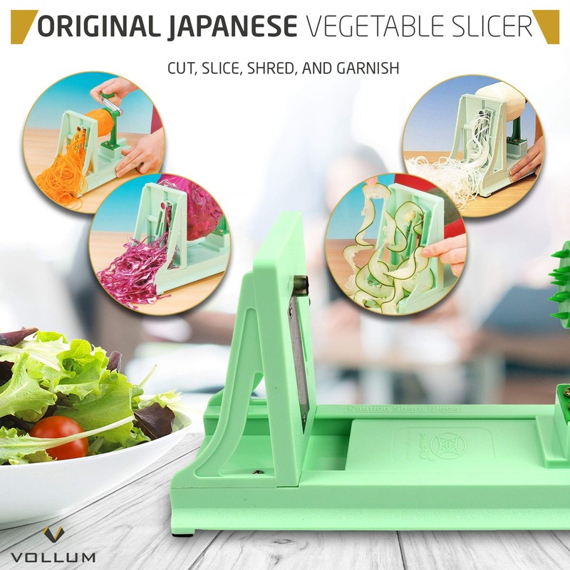 Vollum Japanese Turning Vegetable Spiralizer, Veggie Spiralizer For Fresh Zucchini,