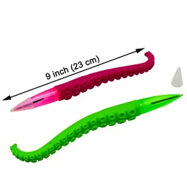 Maydahui 24 PCS Octopus Tentacle Shaped Ballpoint Pen Funny Finger Puppet Pens Devilfish Pen Black Ink Soft Silicone for Boys Party Students