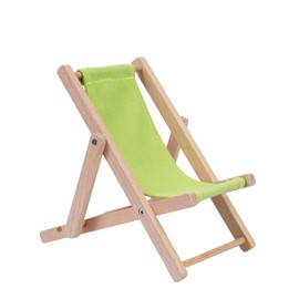Hanpo Mini Wood Beach Chair Phone Stand, Cute Fabric Foldable Cell Phone Holder for Desk, Novelty Phone Dock Compatible with Smart Phone 6.7 inches