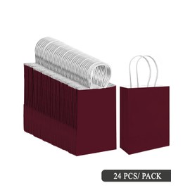 qiqee 24PCS Small Gift Bag with Handles Bulk 8.3x6 x3Inch Gift Bags Coffee Bags Multiple Uses (Small Size)