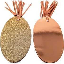 Luxury Rose Gold Oval Tags, Glitter & Foil Design