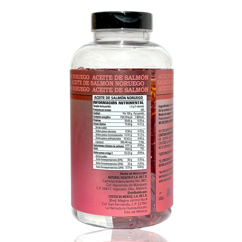 Aceite de Salmón Noruego Omega 3, 320 capsulas All Nature.