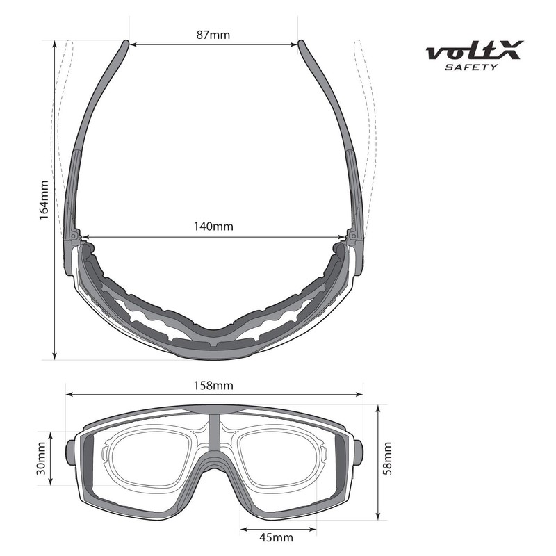 voltX 'QUAD' 4 in 1 Schutzbrille mit Lesehilfe (+3,0 Dioptrien,