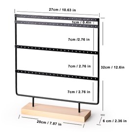 WIDAHKPER Earring Holder Organizer, Earring Display Stands for vendors, 4-Tier Earring Rack with 88 Holes (Black)