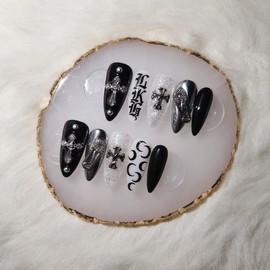 [Handmade nail tip] steel luv - almond / [수제네일팁] steel luv - 아몬드