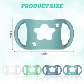 4 Pack Baby Bottle Holder for Dr Brown Wide-Neck Bottle with Easy Grip Handles Soft Silicone Star-Shaped Bottle Holder for Baby Self Feeding - BPA-Free (White Pink Purple Green)