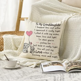 Artoid Mode Granddaughter Gifts From Grandma Grandpa Granddaughter Cushion Cover, 45x45 cm Birthday Graduation Throw Pillow Cover Case Decor