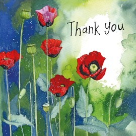 ALEX CLARK Thank You Poppies Foil Card - Flowers - Nature - Plants - Designed and Printed in the UK…