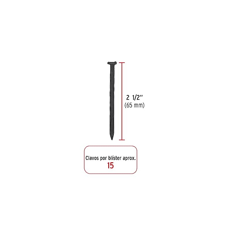 Fiero CLC-2-1/2NA, Blíster con 15 clavos negros para concreto 2-1/2"