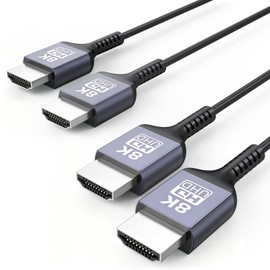 ZeniKon 8K Thin HDMI Cable 6.6FT 2-Pack, Ultra Slim HDMI 2.1 Cable