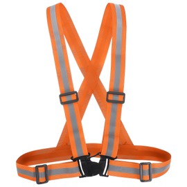 PATIKIL Reflective Safety Vest, 1 Pack Hi-Vis Safety Vests, Adjustable High Visibility Reflective Strips for Traffic Control Outdoor Jogging Cycling, Fluorescent Orange