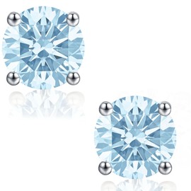 LAVUMO Sterling Silver Stud Earrings, Zircon Crystal, 14K Gold/White Gold Plated, Hypoallergenic (3, 6.5)