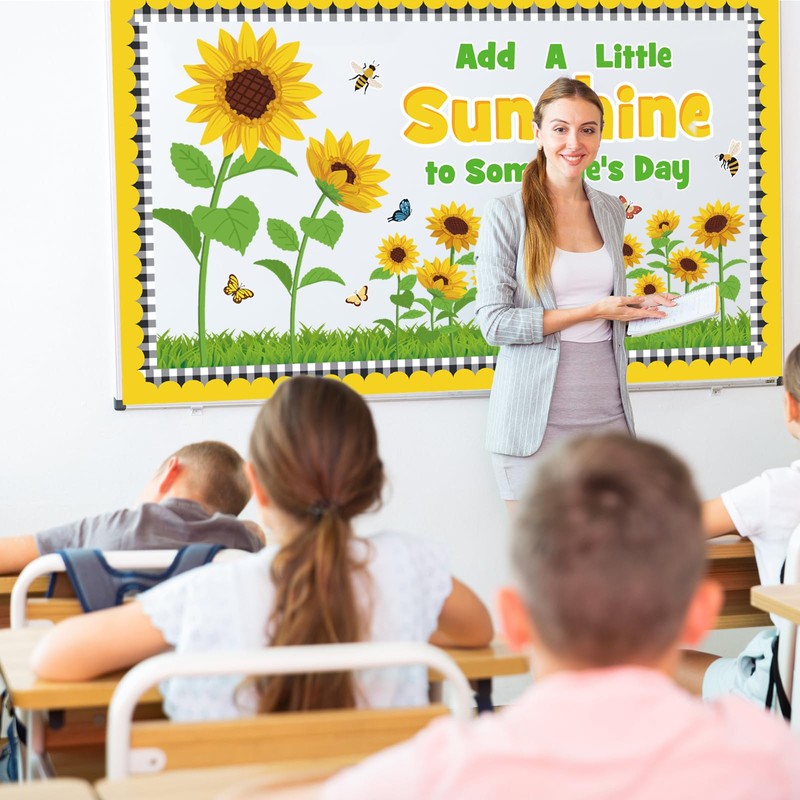 Spring Sunflower Bulletin Board Decorations Set, Spring Flowers Classroom Decoration