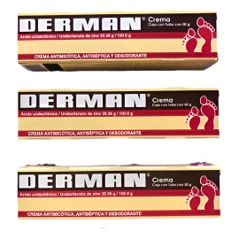 Derman Antimicótico Crema 3 Piezas 50g c/u / Pie de Atleta, Hongos