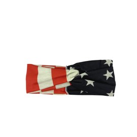 Skelapparel USA American Flag Knot Headband for Women – Stretchy Double Layer Elastic Hairband for 4th of July, Cheer, College, Patriotic Sports – Soft Poly Cotton, One Size Fits All