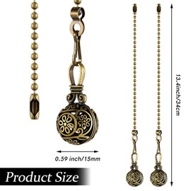 4 Pieces Ceiling Fan Pull Chain Vintage Hollow Fan Danglers Pull Chain Extension 13 Inch Fan Pulls Chain Extender with Ball Connector Chain for Ceiling Fan Light Decoration (Bronze Color)