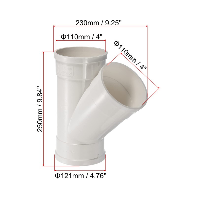PATIKIL 4" Wye Pipe Fittings, Y-Shape Splitter Duct Hose Connector