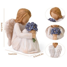Forget Me Not Angel Figurines Statue, Miscarriage Gifts for Mothers, Sympathy Gifts for Loss of Loved One, Sculpted Hand-Painted Statue for Memorial, Funeral Comfort, Emotional Support and Healing