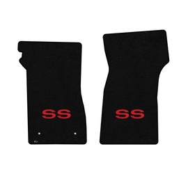 Lloyd Mats Custom-Fit Carpeted Floor Mats Premium Luxury Car Floor Liners for Chevy Camaro 1967-1969 Black - SS Logo (2PC - Red, Black)