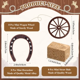 Junkin Western Party Supplies Horseshoe Decor Wagon Wheel Crafts Mini Hay Bales Vintage Table Centerpieces for Lucky Horseshoe Wedding Party Favors Cowboy Birthday Decorations (48 Pieces)