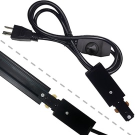 Bravsekai Track Lighting Live End Cord Kit with Dimmer Switch, 4.92FT H Track Live End Feed Connector, Suitable for H Type Single Circuit 3-Wire-1 Track Lighting Systems