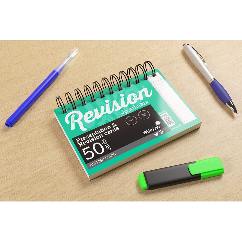 Luxpad A6 Wirebound Revision & Presentation Cards - White. 50