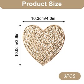 3 Pcs Heart-shaped Coasters for Drinks, Gold PVC Thin Heat-Resistant Coaster Set, Small Drink Coaster forTable Mat Home Decor Tabletop Protection for Kinds of Cups