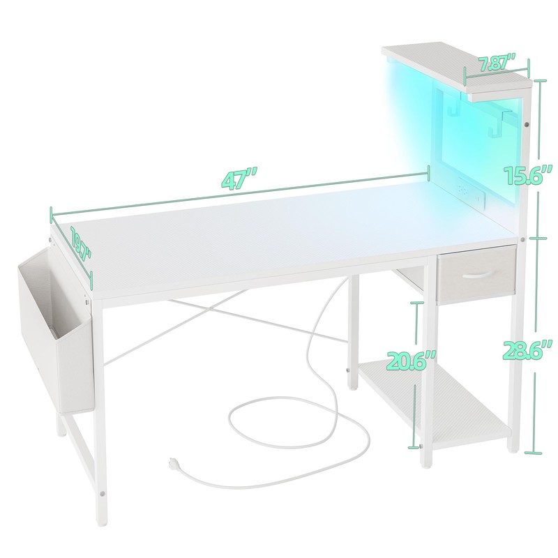 TIQLAB Gaming Desk 47 inch with Power Outlet and LED
