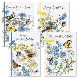 Time to Celebrate Deluxe Birthday Greeting Cards - Set of 8 (4 Designs), Large 5" x 7", Happy Birthday Cards with Sentiments Inside, includes White Envelope